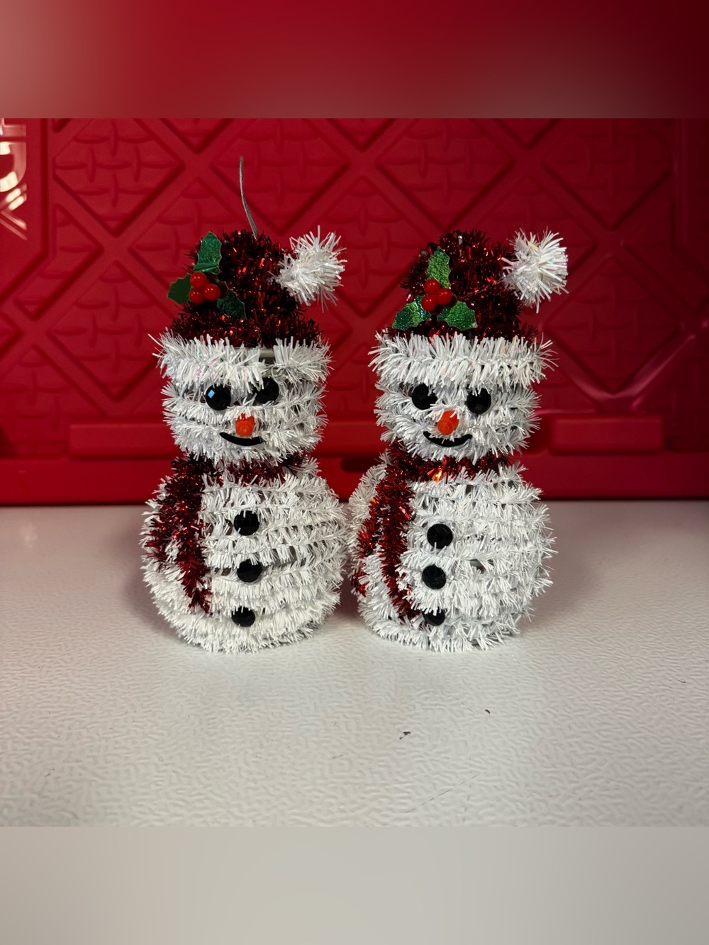 Festive White & Red Snowman Holiday Figurines - Set of 2